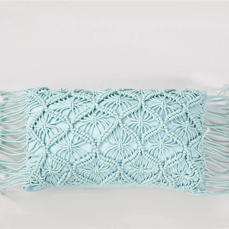 Handmade Woven Pillowcase Sofa Throw Cushion Cover Tassel Pillow Case Bedroom