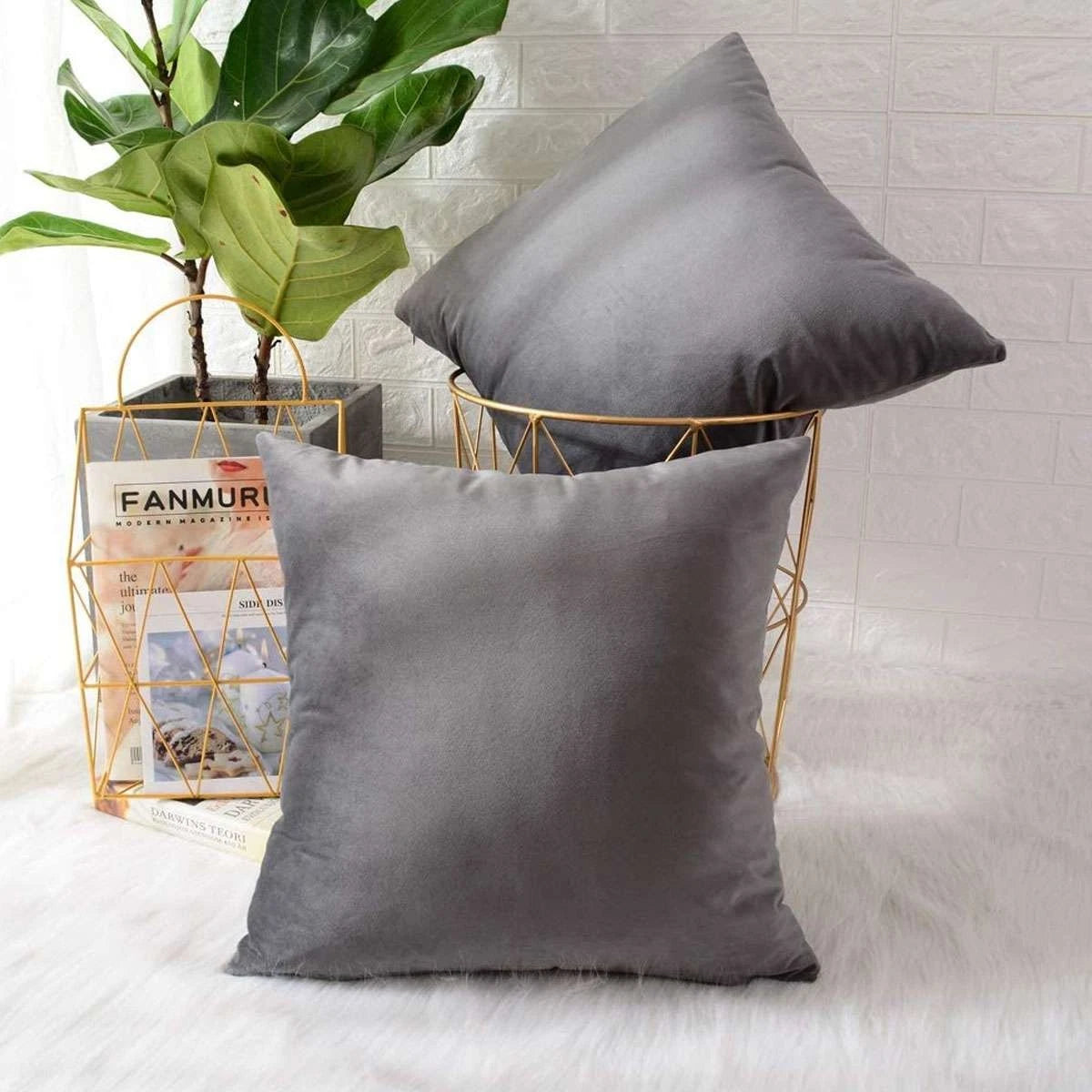 Plush Velvet Cushion Covers Sofa Pillow Cases Soft Cushion Cover 18"x18" 20"x20"