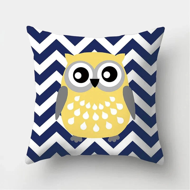 Decorative Sofa Bed Cushion Cover Owl Pattern Polyester Throw Pillow Pillowcase