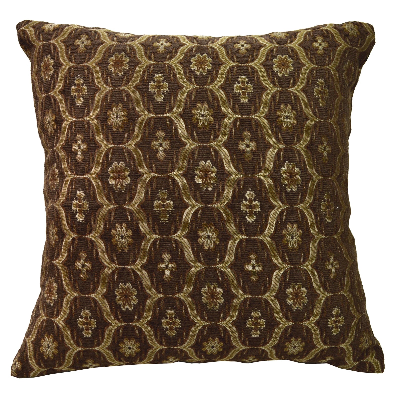 We61 -Dk Brown Gold Eye Flora Damask Bolster Case/Pillow/Sofa Seat Cushion Cover