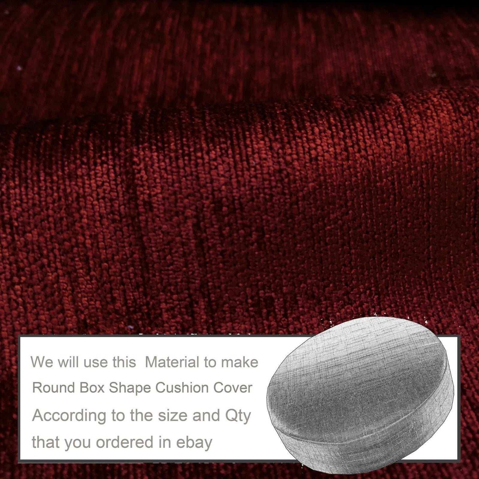 Wn08 Dark Red Chenille  Sofa Seat Patio Bench Box Cushion Bolster Cover/Runner