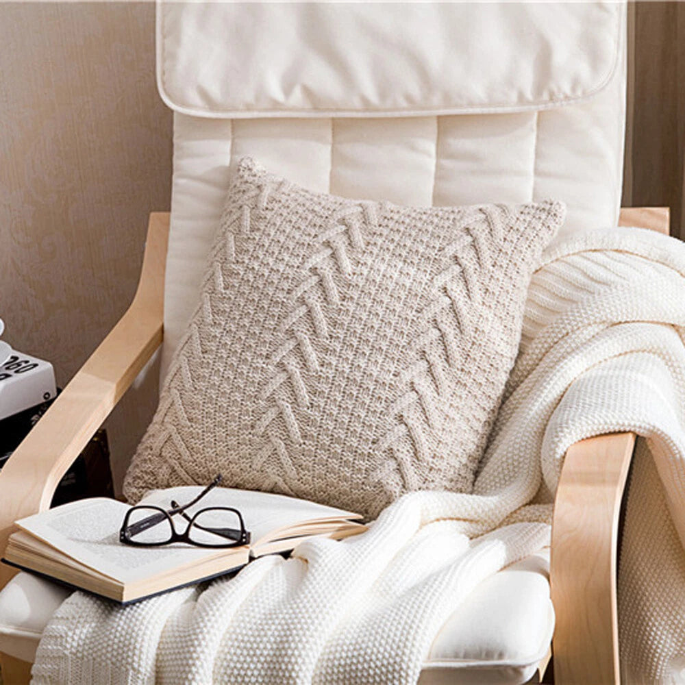 Home Sofa Bed Pillowcase Crochet Knitted Fashion Decor Waist Throw Cushion Cover