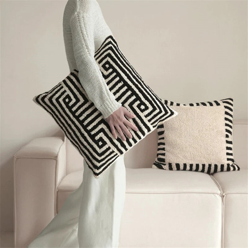 20x20in Cotton Fabric Throw Pillow Cover Sofa Bed Cushion Cover Case Home Decor