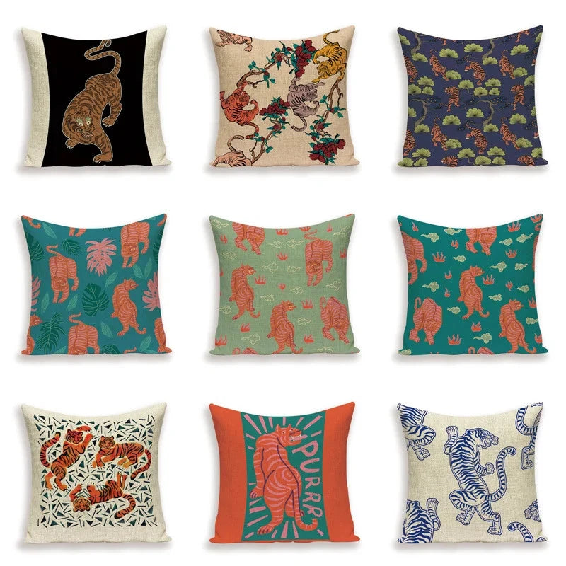 Animal Style Tiger Cushion Case Autumn Jungle Pillowcase Sofa Bed Cushions Cover