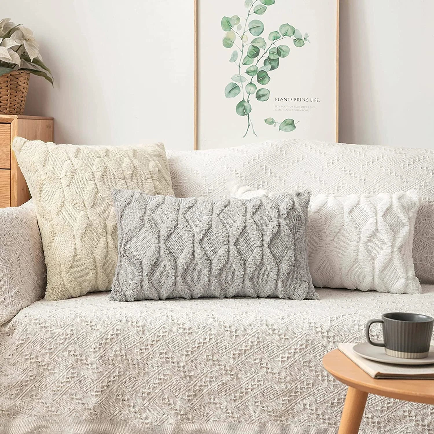 Pillow Cover Plush Solid Nordic Cushion Cover Living Room Sofa Home Decorations