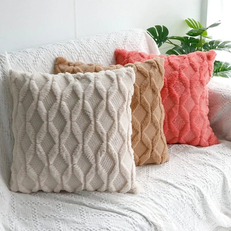 Throw Pillow Cushion Cover Decor Fur Remove Sofa Plush Case Home Fluffy Soft Bed