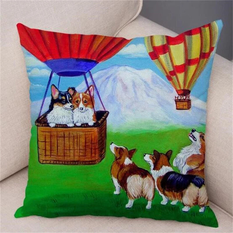 Welsh Corgi Pembroke Cushion Cover for Sofa Decor Cartoon Dog Pillow Case
