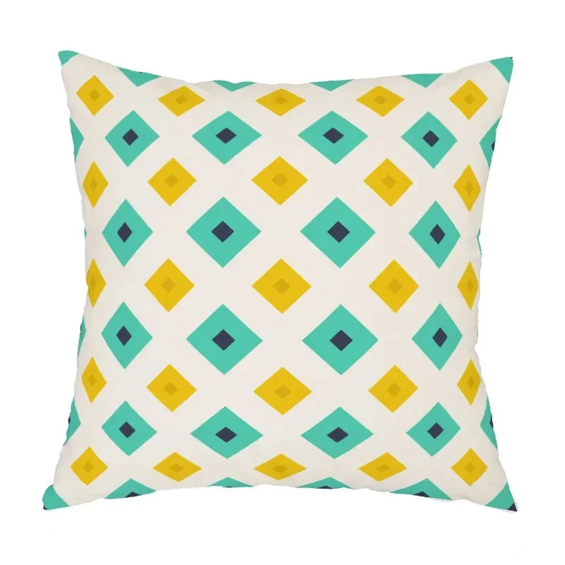 Geometric Pattern Peach Skin Plush Pillowcase for Sofa Chair Bed Pillow Cover