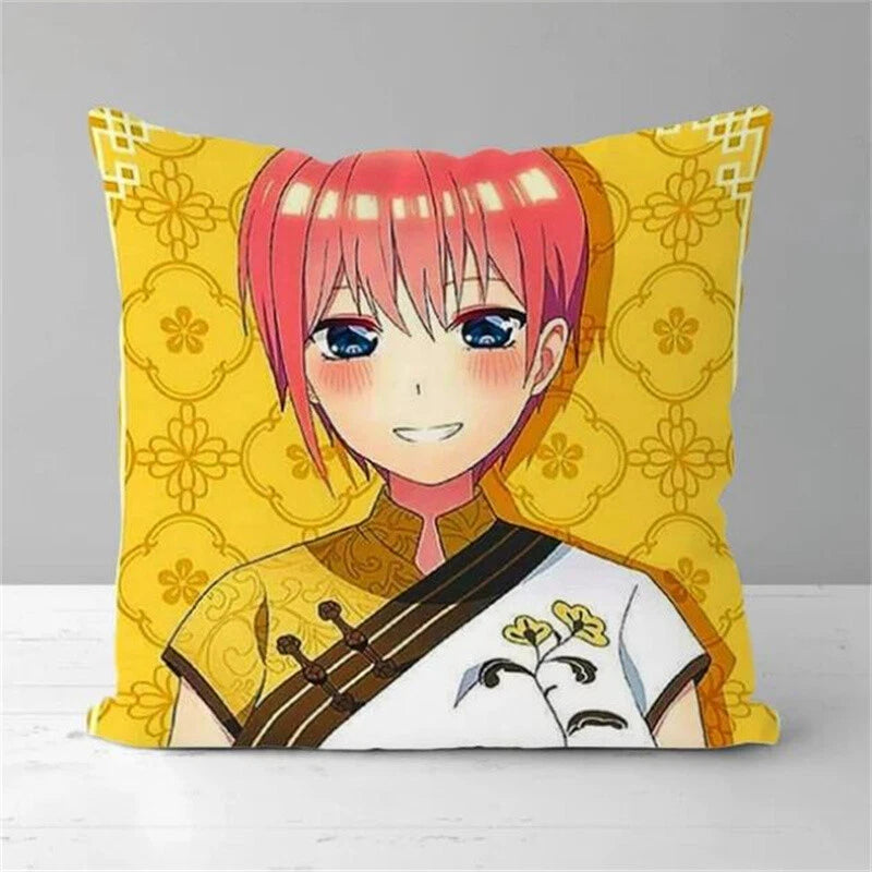 Anime Girl Pillow Covers Decor Sofa Print Quintuplets Short Plush Cushion Cover
