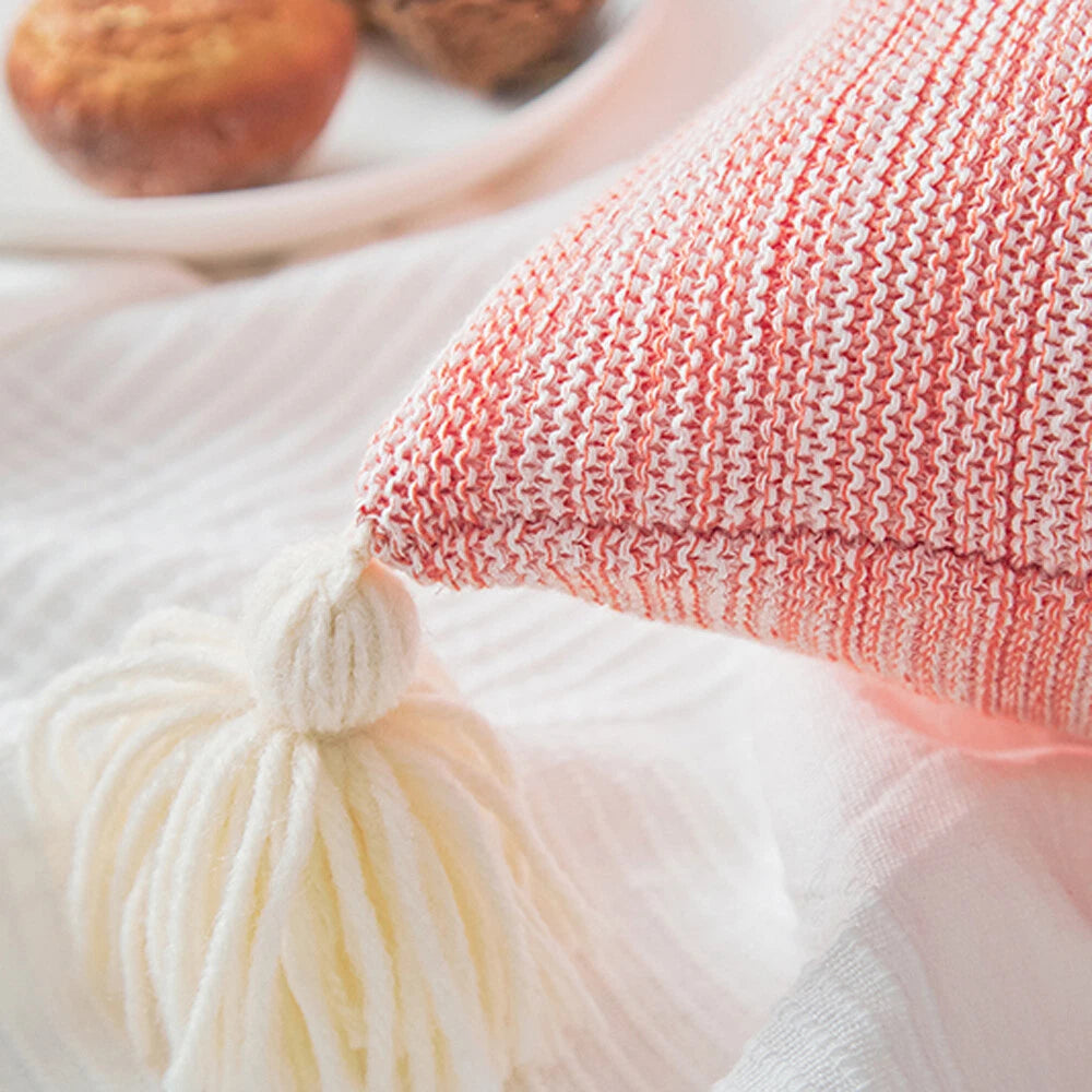 45cm Square Pillowcase Sofa Bed Waist Cushion Cover Tassel Pillow Case Decor 1pc