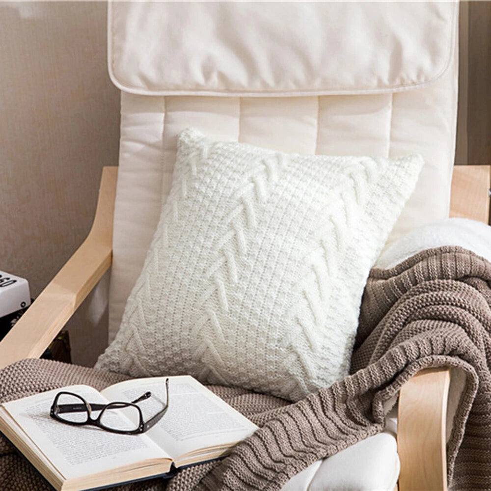 Knitted Pillowcase Sofa Bed Throw Waist Car Cushion Cover Pillow Case Home Decor