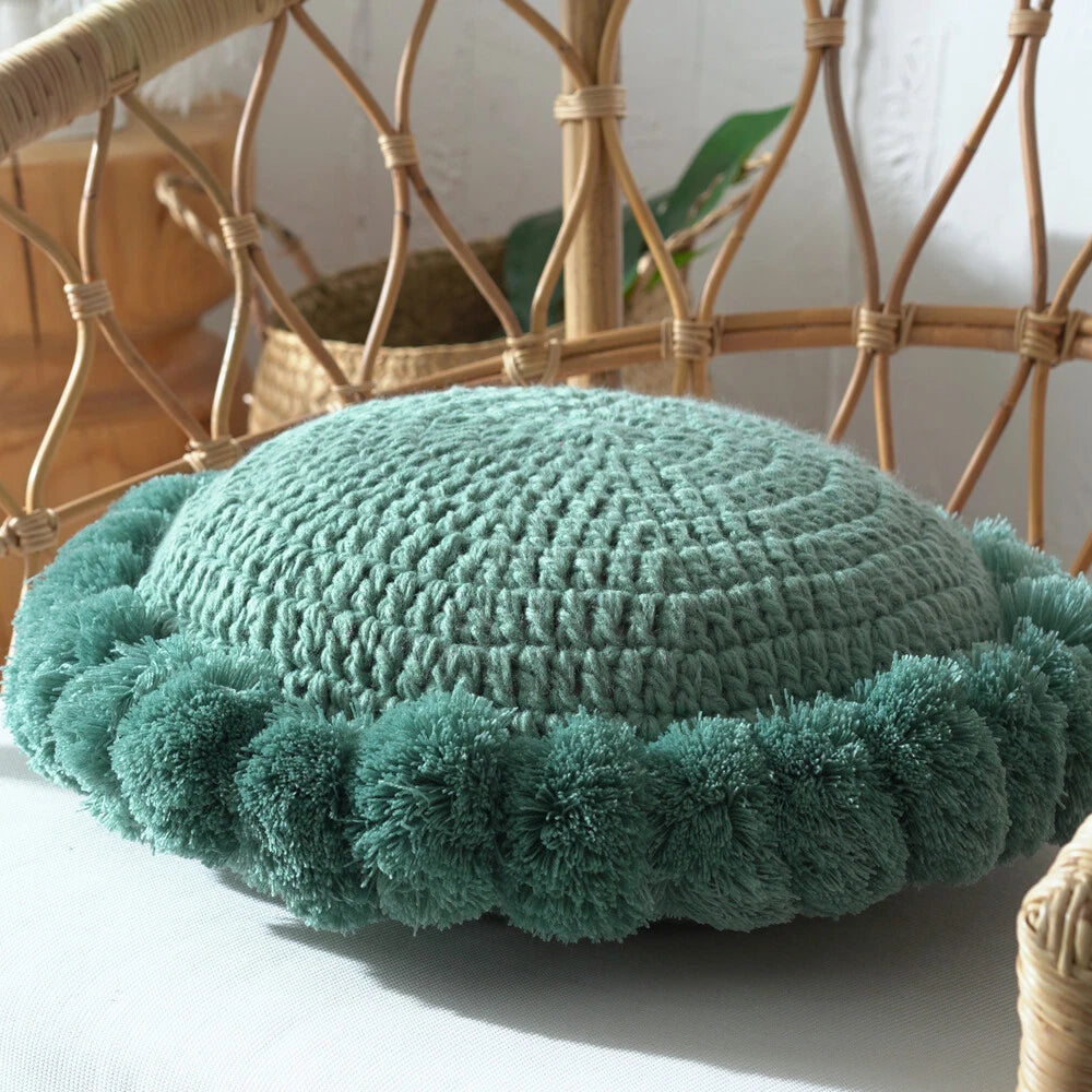Round Knitted Waist Pillow Throw Sofa Car Office Chair Cushion Pillows Pad Decor