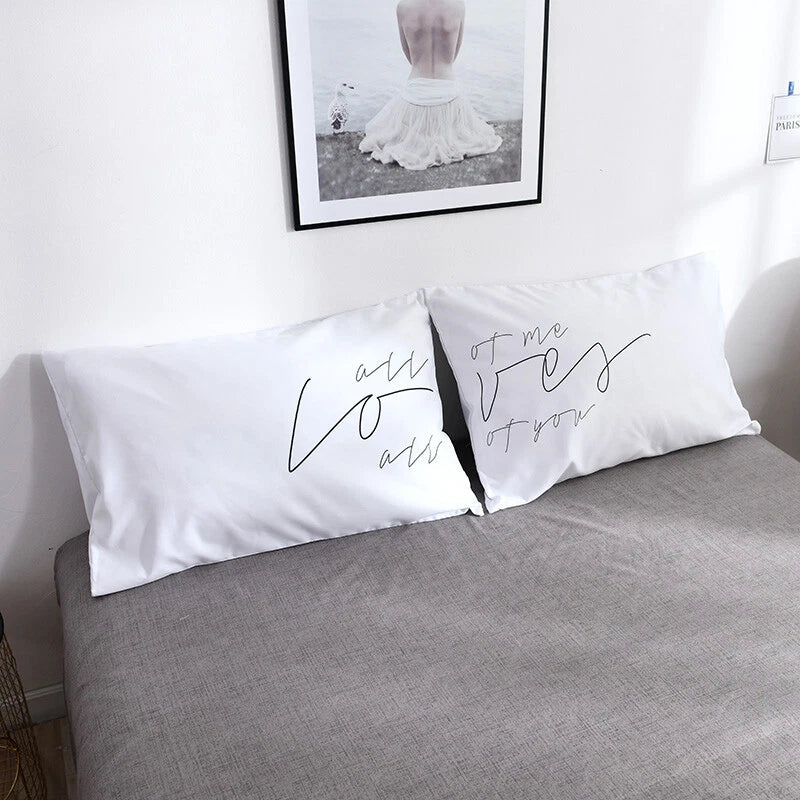 White Cushion Cover Letter Printed Pilow Case 2Pcs Pillowcase Bedroom Throw Sofa