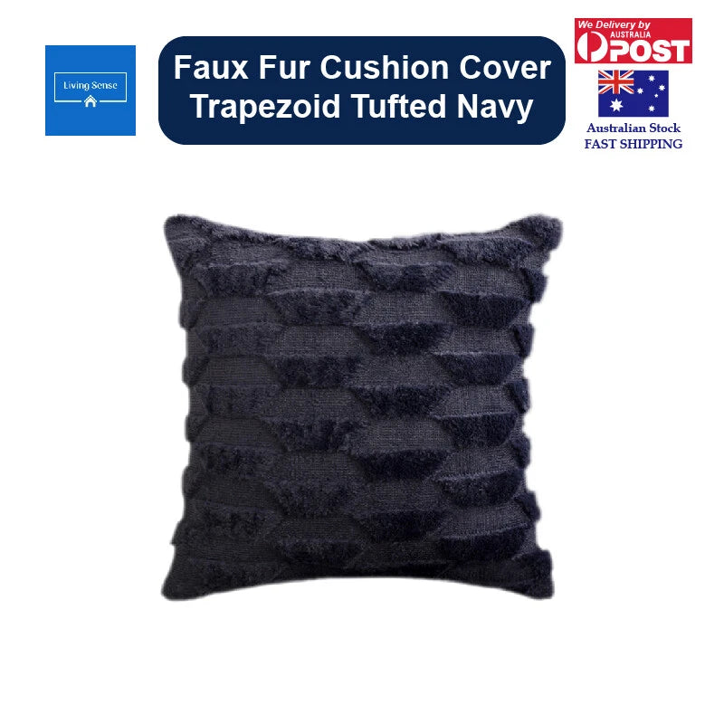 Cushion Cover Trapezoid Tufted Faux Fur Decorative Pillow Case for Sofa Bed 45cm