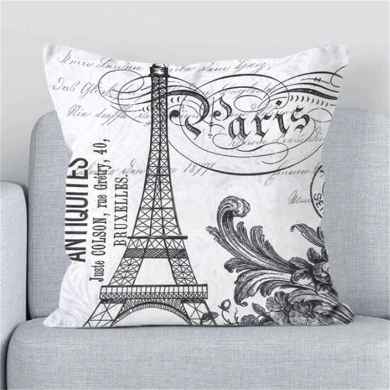 Cushions Covers for Bed London Paris Scenic Print Sofa Fall Pillow Cases Decor