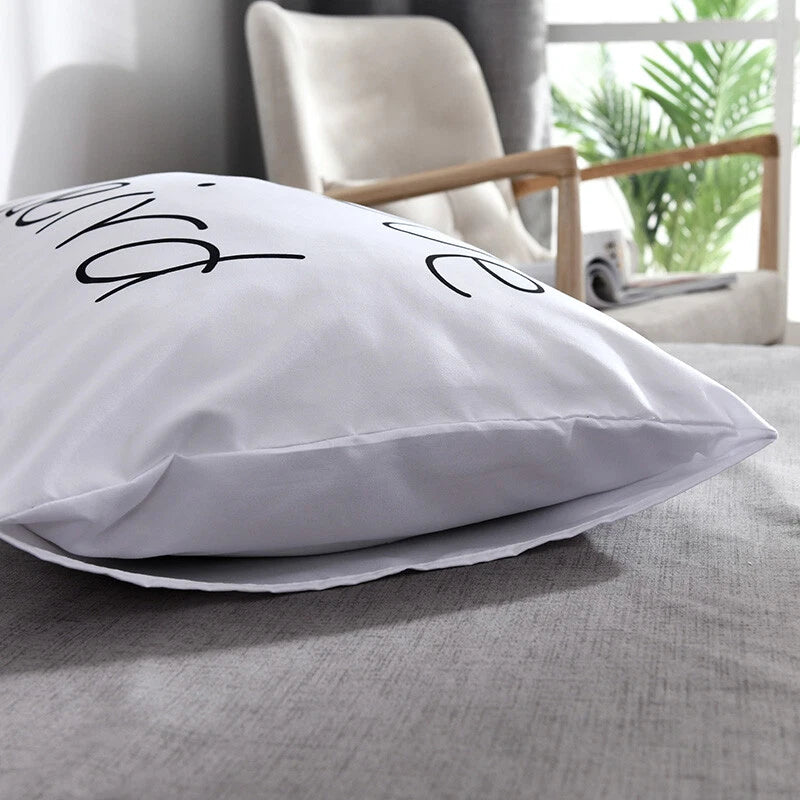 White Cushion Cover Letter Printed Pilow Case 2Pcs Pillowcase Bedroom Throw Sofa