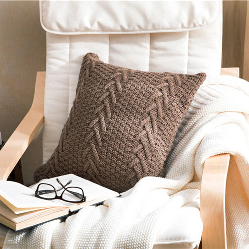 Knitted Pillowcase Sofa Bed Throw Waist Car Cushion Cover Pillow Case Home Decor