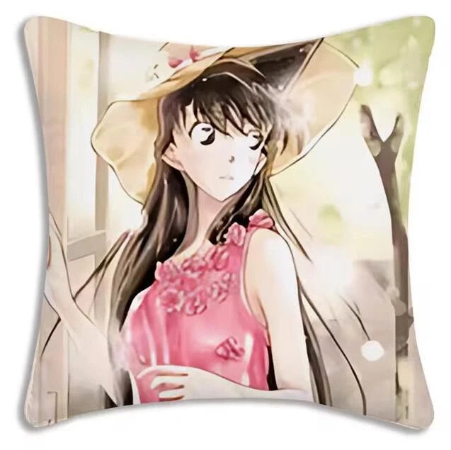 Anime Detective Pillow Covers Cartoon Sofa Decor Print Short Plush Cushion Cover