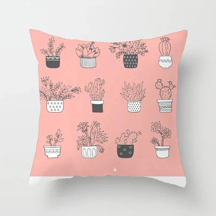Cactus Succulent Plants Pillowcase Decor Sofa Cushion Case Bed Pillow Cover
