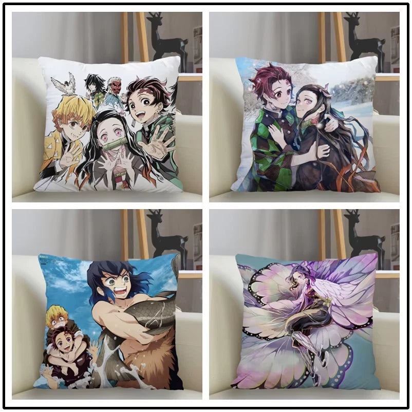 45X45Cm Polyester Demon Slayer Pillowcase Sofa Decoration Cushion Cover Home Dec