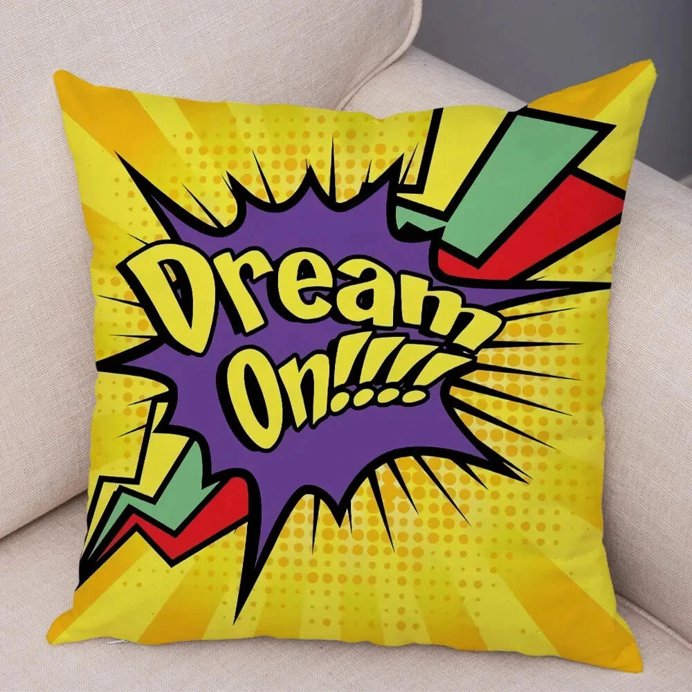 Pop Art Cushion Cover Polyester Cotton Pillowcase Sofa Chair Bed Pillow Cover
