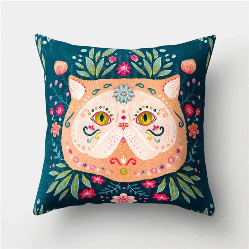 Decorative Sofa Bed Cushion Cover Owl Pattern Polyester Throw Pillow Pillowcase