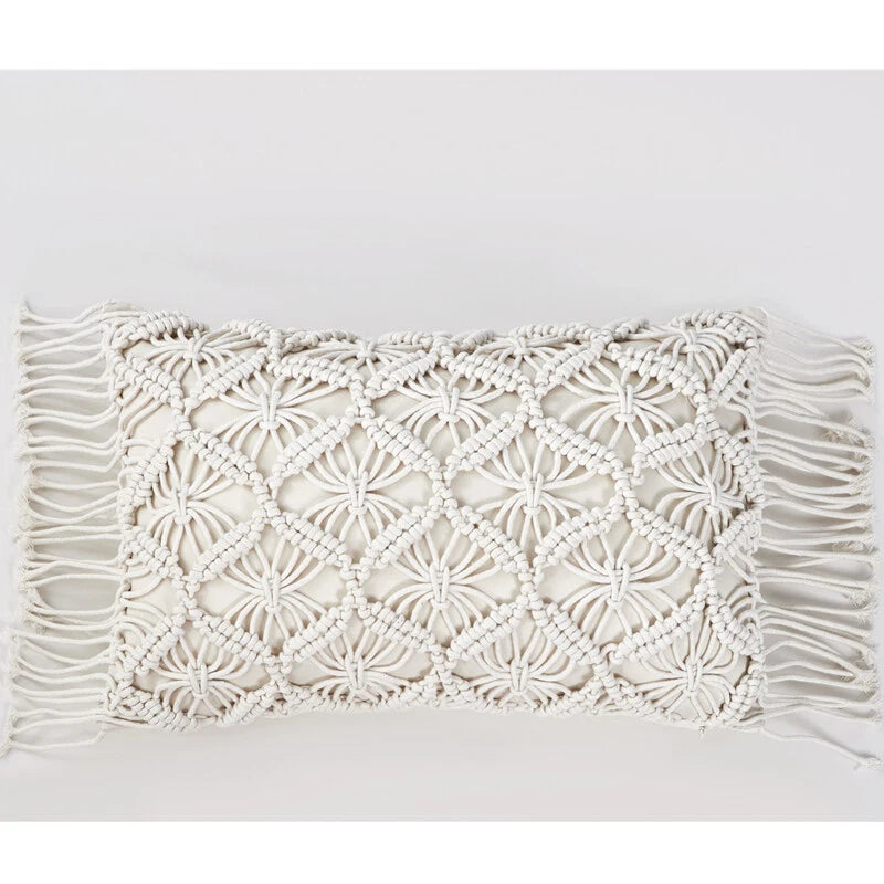 Handmade Woven Pillowcase Sofa Throw Cushion Cover Tassel Pillow Case Bedroom