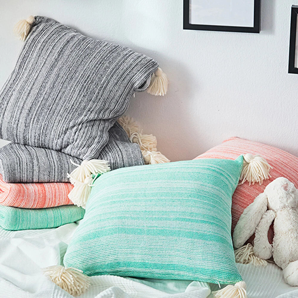 45cm Square Pillowcase Sofa Bed Waist Cushion Cover Tassel Pillow Case Decor 1pc