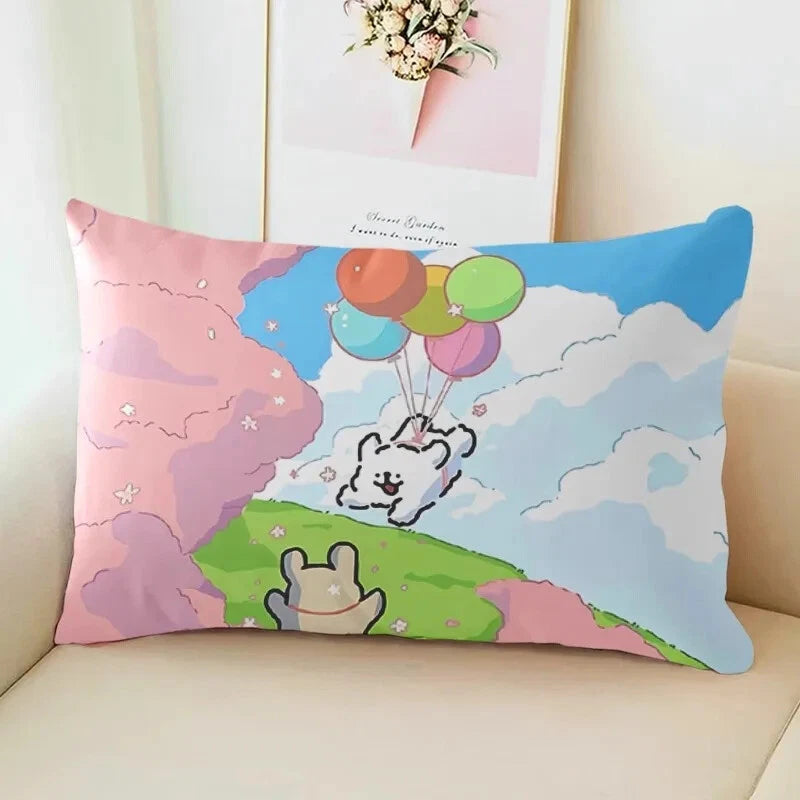 MINISO Cute Cartoon Line Puppy Print Pillowcase Sofa Cushion Cover Bed Sleeping