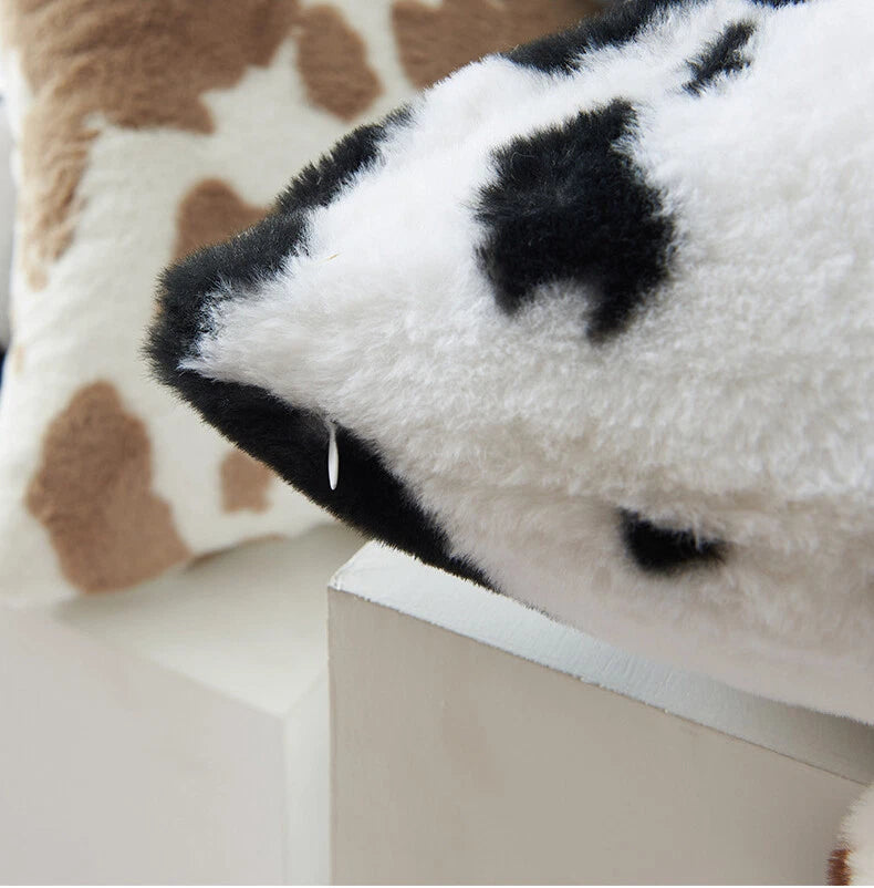 Cow Printing Cushion Cover Soft Plush Throw Sofa Pillow Case Decorative Home Bed