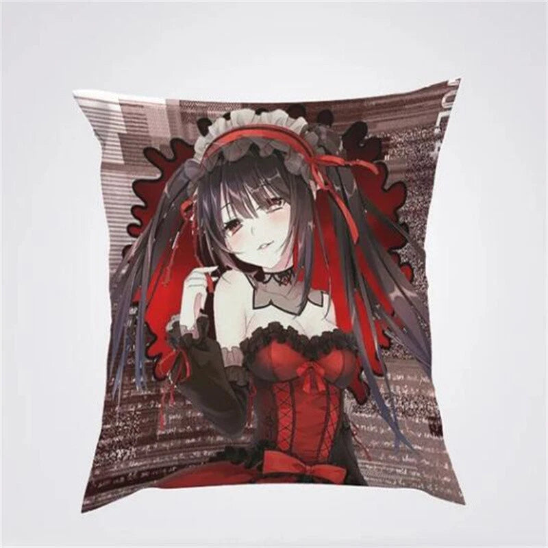 Anime Cartoon Tokisaki Kurumi Print Cushion Cover Sofa Home Decor Pillowcase