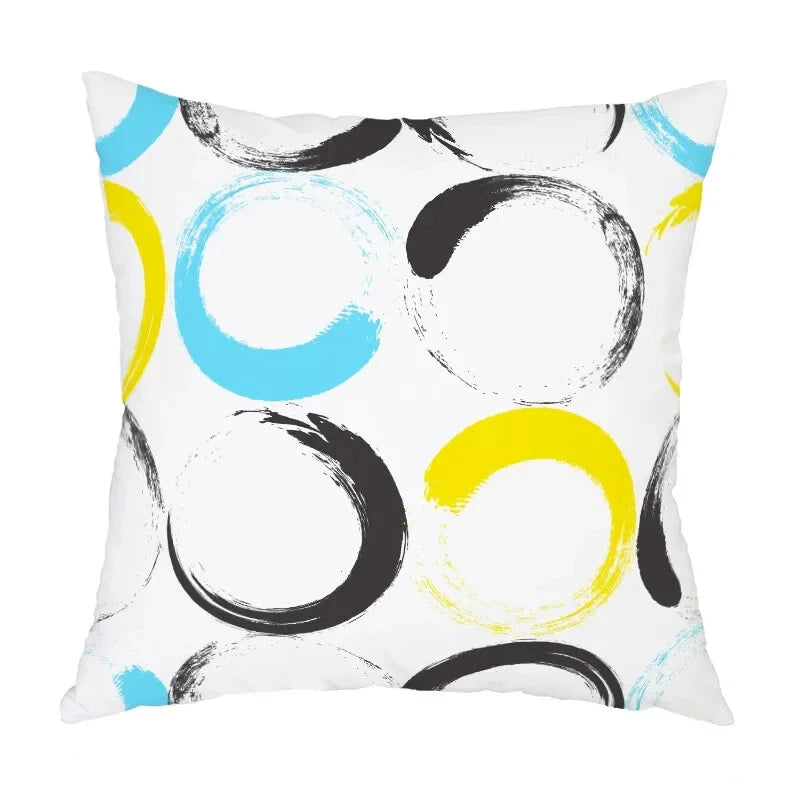 Geometric Pattern Peach Skin Plush Pillowcase for Sofa Chair Bed Pillow Cover