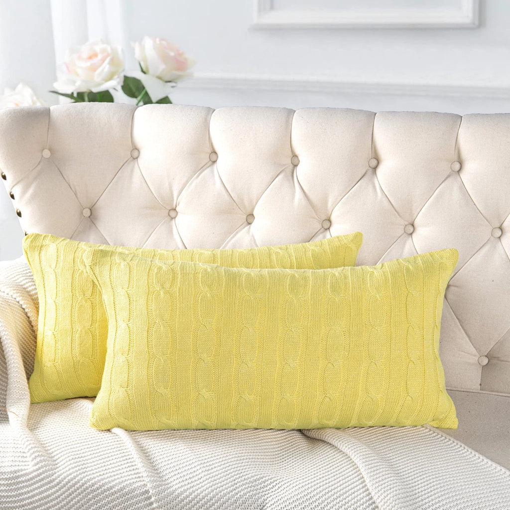 2x Cable Knit Decorative Throw Pillow Cover Square Warm Cushion Cover for Couch