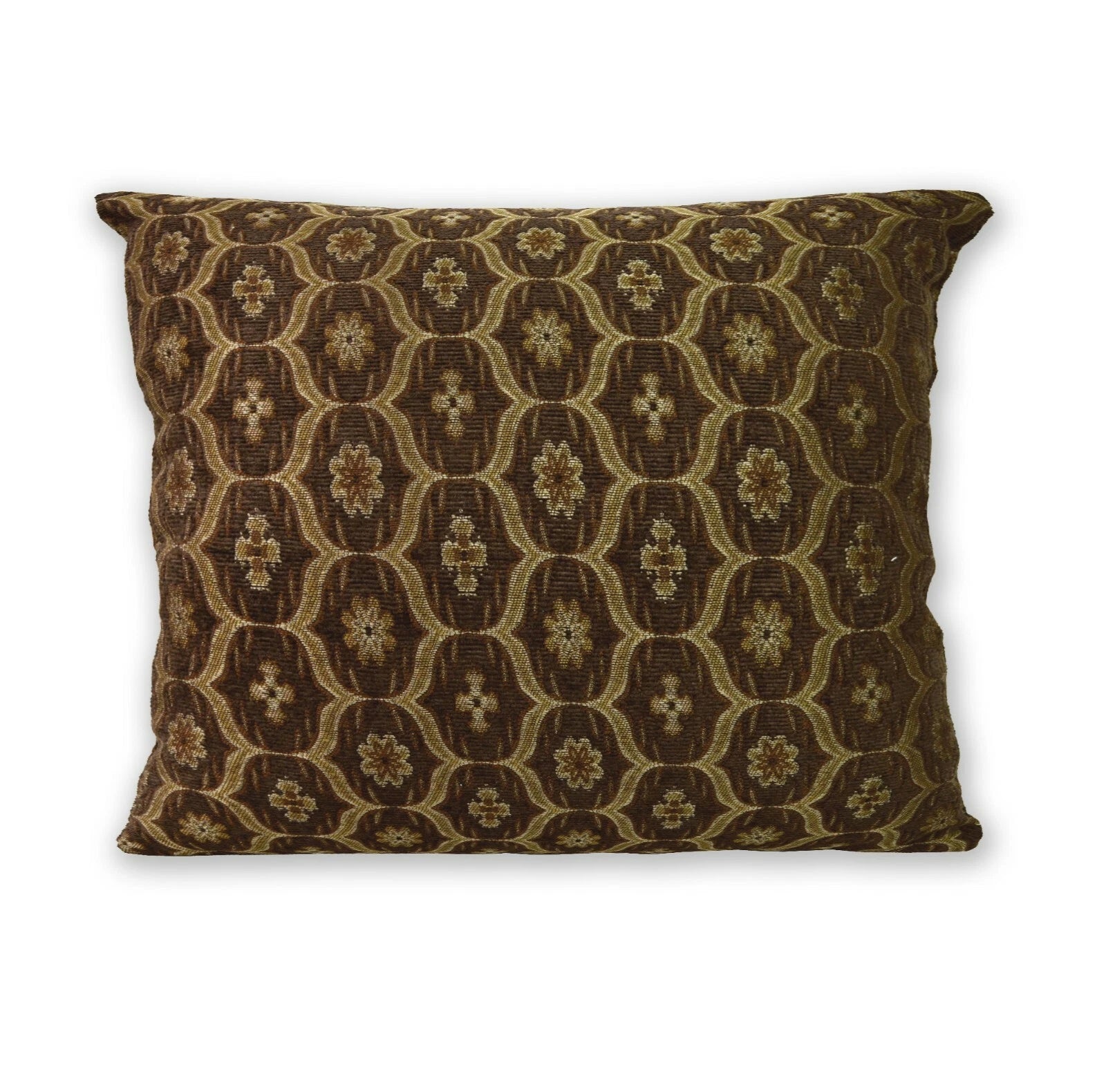 We61 -Dk Brown Gold Eye Flora Damask Bolster Case/Pillow/Sofa Seat Cushion Cover