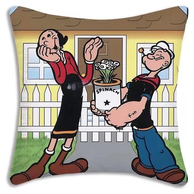 Funny Popeye Show Love Pillow Covers Sofa Home Printing Cute Cushion Cover