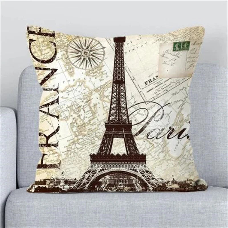 Cushions Covers for Bed London Paris Scenic Print Sofa Fall Pillow Cases Decor
