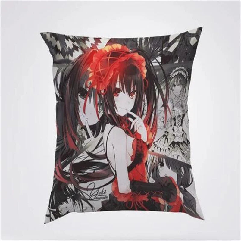 Anime Cartoon Tokisaki Kurumi Print Cushion Cover Sofa Home Decor Pillowcase