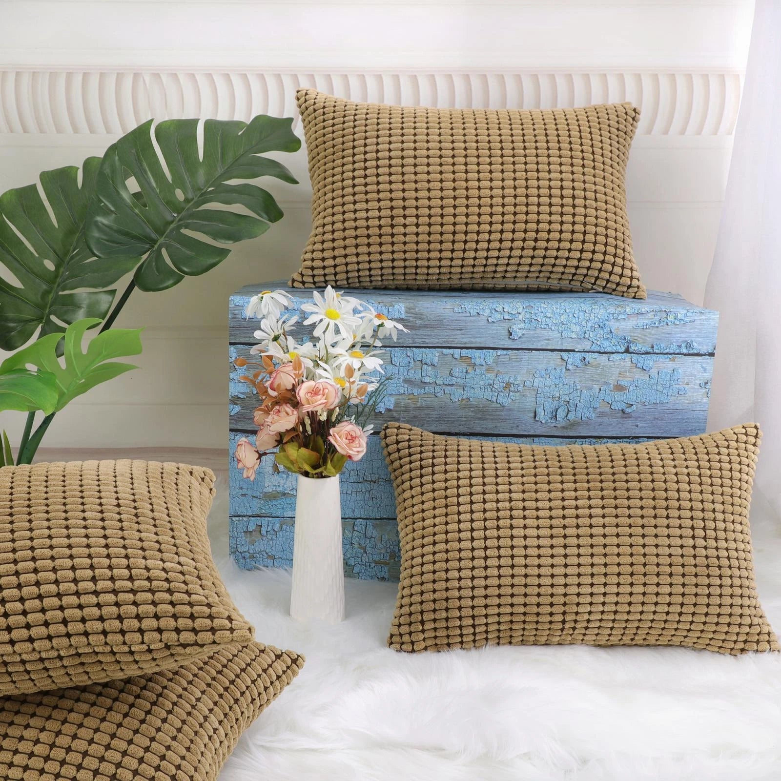 Set of 4 Throw Pillow Cases Cover Pillowcase Cushion Covers Home Sofa Bed
