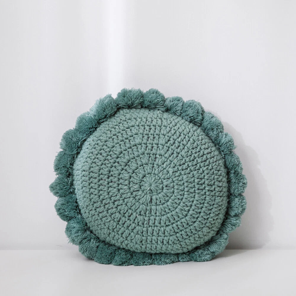 Round Knitted Waist Pillow Throw Sofa Car Office Chair Cushion Pillows Pad Decor