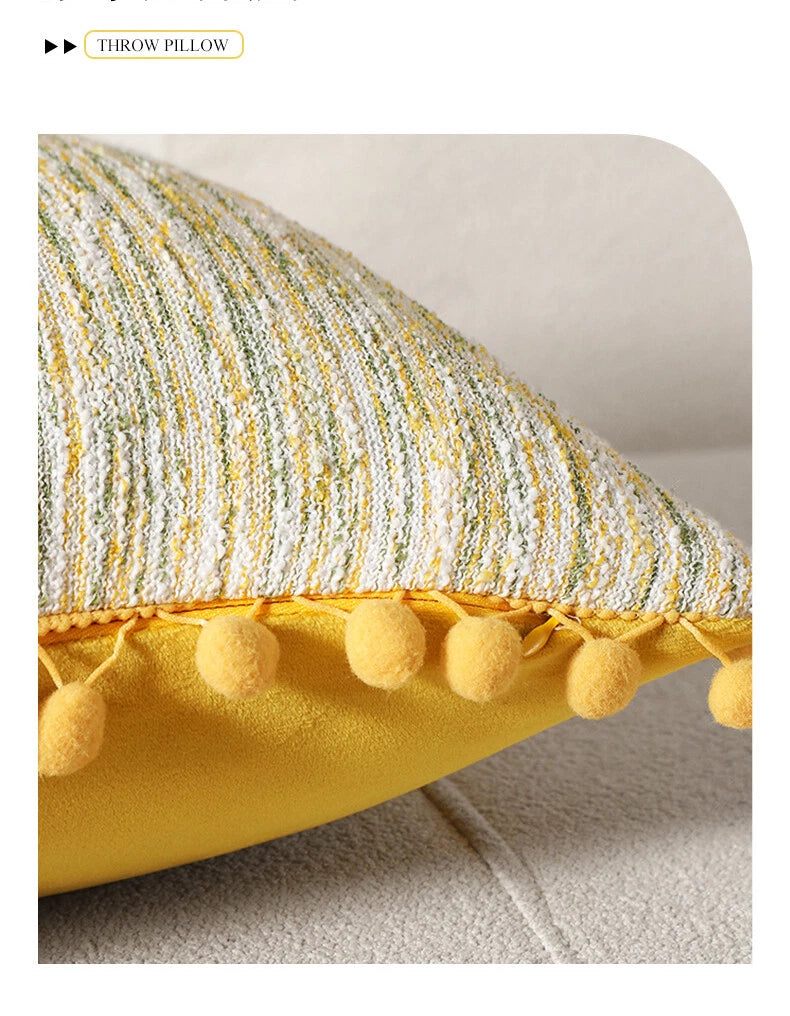 Pom-Poms Tassels Cushion Cover Pillow Case Sofa Bed Home Decor 35*50cm 45*45cm