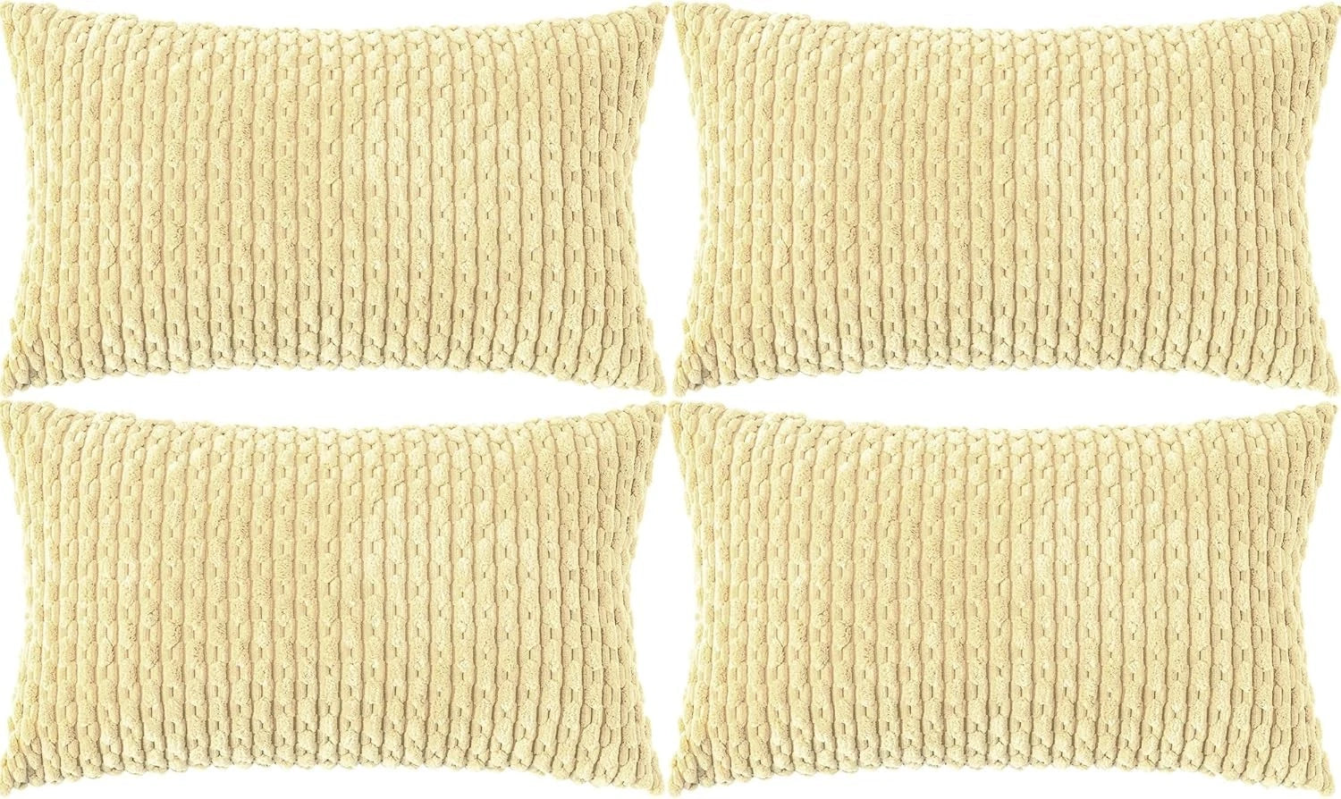 Cozoomy Set of 4 Neutral Decorative Throw Pillow Covers 18x18 Inch Corduroy Pill