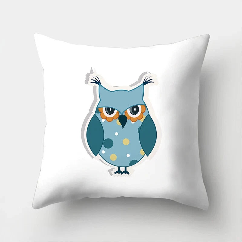 Decorative Sofa Bed Cushion Cover Owl Pattern Polyester Throw Pillow Pillowcase