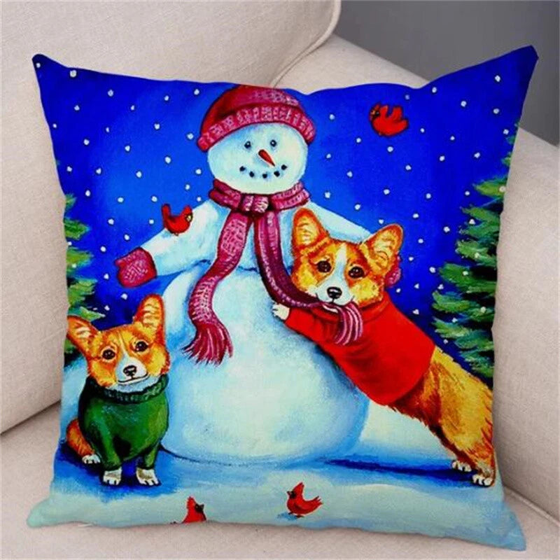 Welsh Corgi Pembroke Cushion Cover for Sofa Decor Cartoon Dog Pillow Case