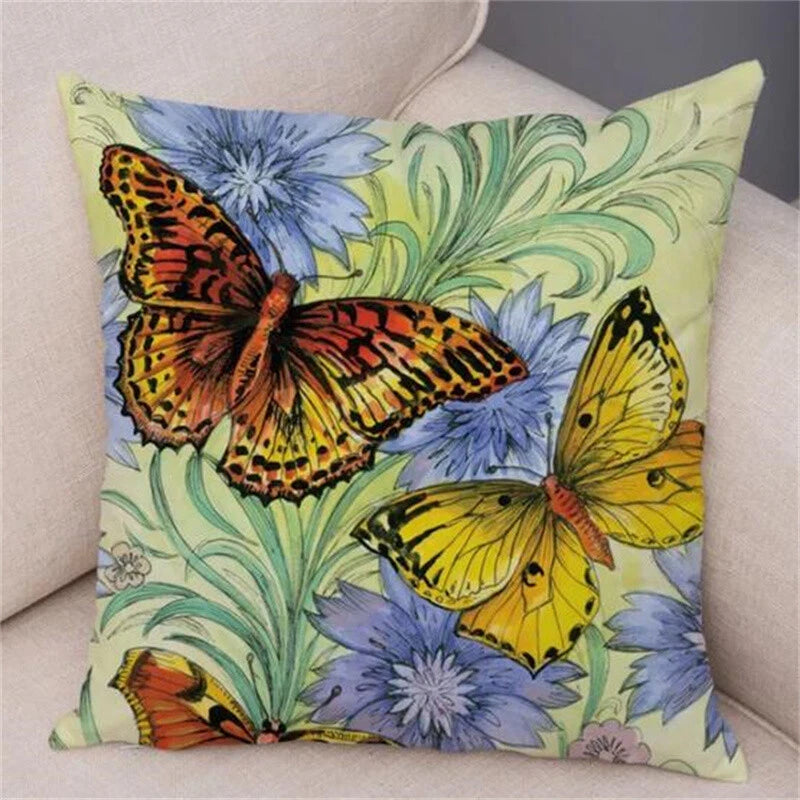 Vintage Butterfly Pillow Case Decor Old Poster Cushion Cover for Sofa Home Car