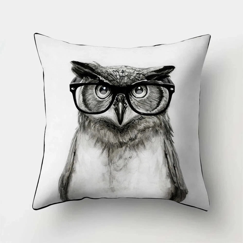 Decorative Sofa Bed Cushion Cover Owl Pattern Polyester Throw Pillow Pillowcase