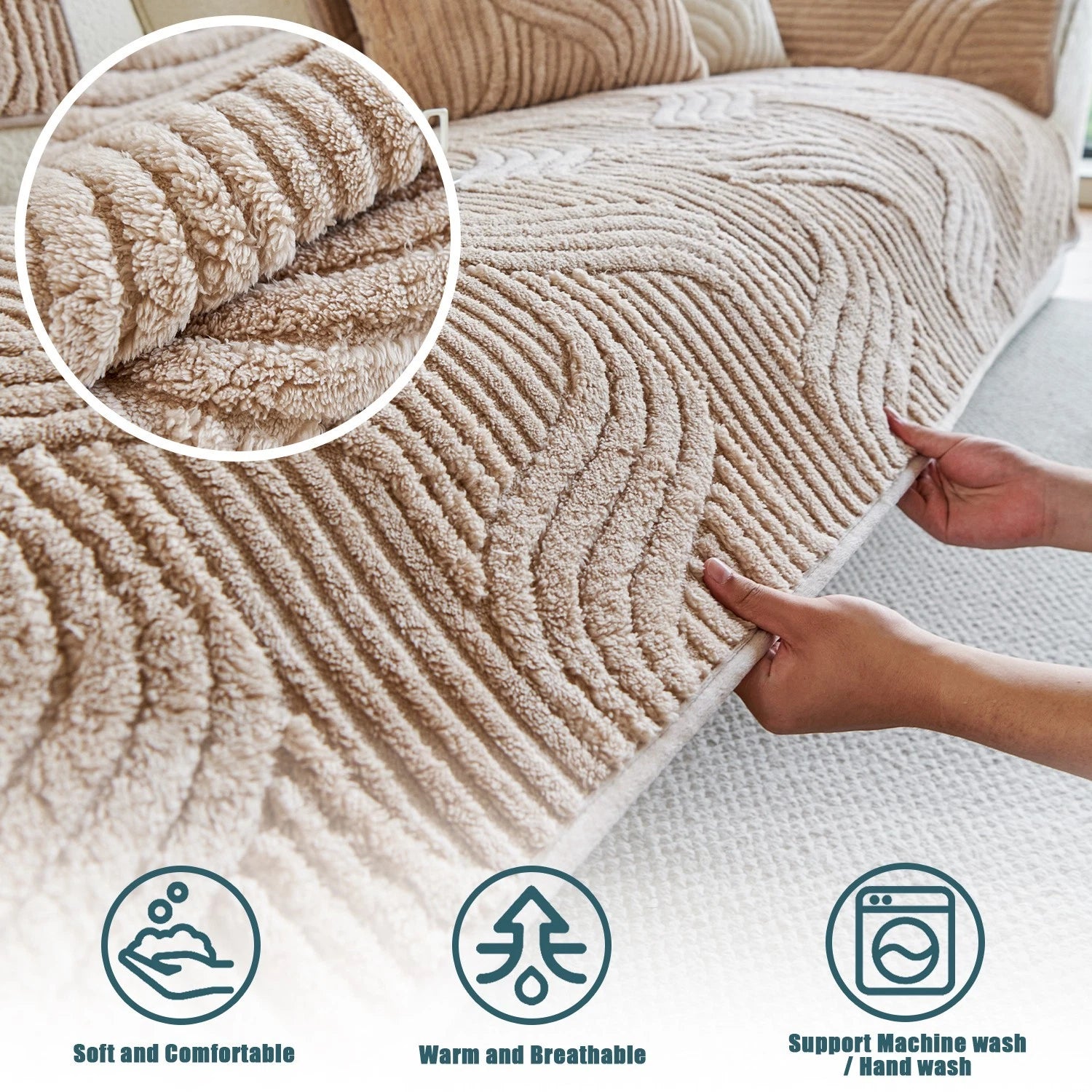 Washable sofa cover, pillowcase, anti-slip decoration for sofa seat cushion