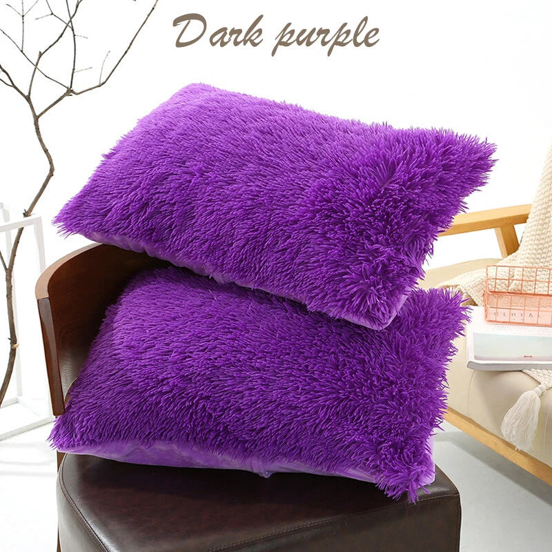 Long Fluffy Plush Throw Pillow Cases Shaggy Sofa Bed Cushion Cover 50x70cm