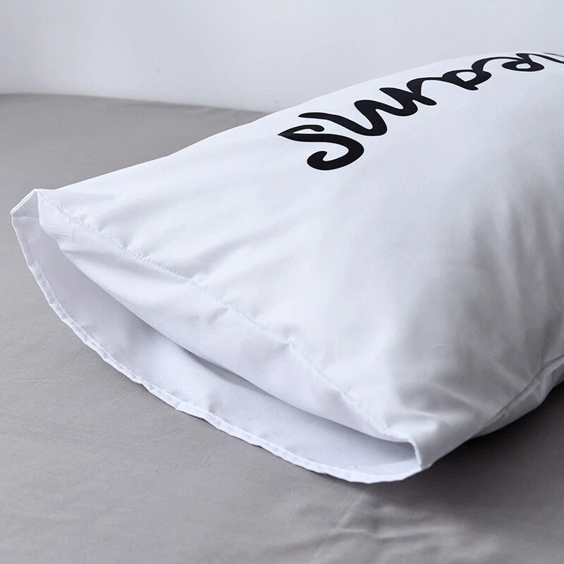 White Cushion Cover Letter Printed Pilow Case 2Pcs Pillowcase Bedroom Throw Sofa