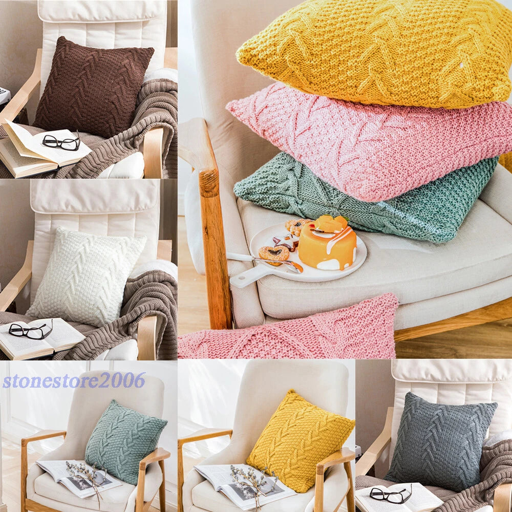 Home Sofa Bed Pillowcase Crochet Knitted Fashion Decor Waist Throw Cushion Cover