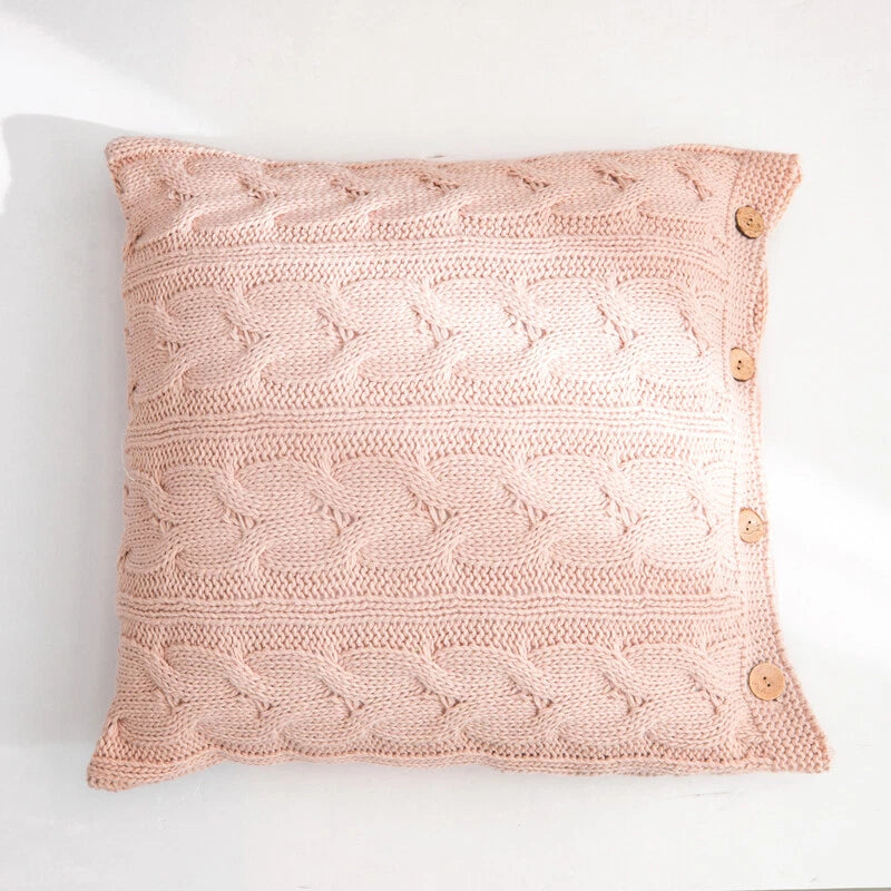 Knitted Cushion Cover Button Pillowcase Pillows Covers Sofa Throw Bed Home Decor